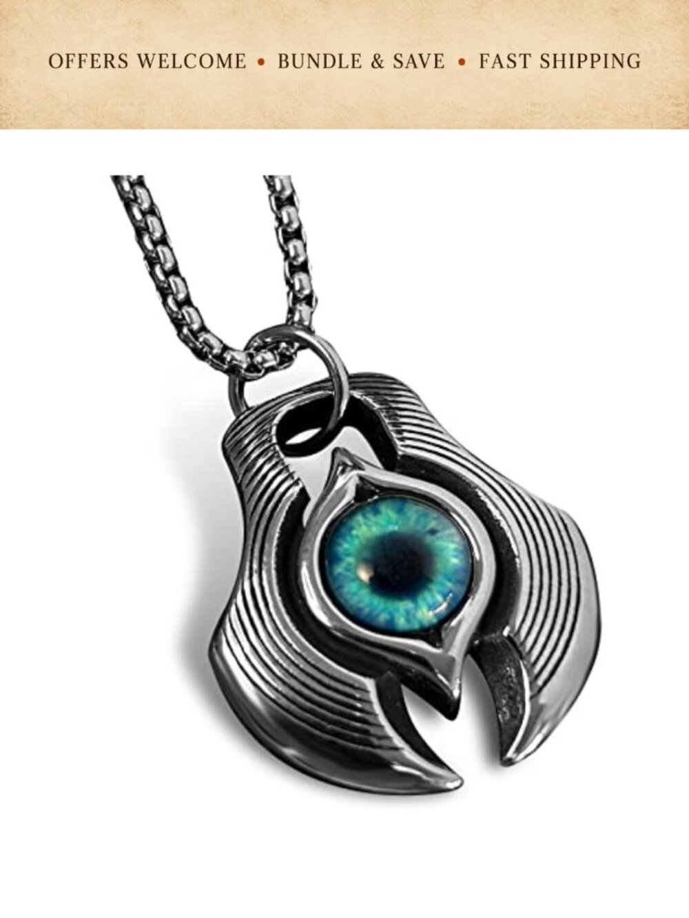Mens Gothic Evil Eye Necklace Stainless Steel Scorpion Amulet Pendant Jewelry
